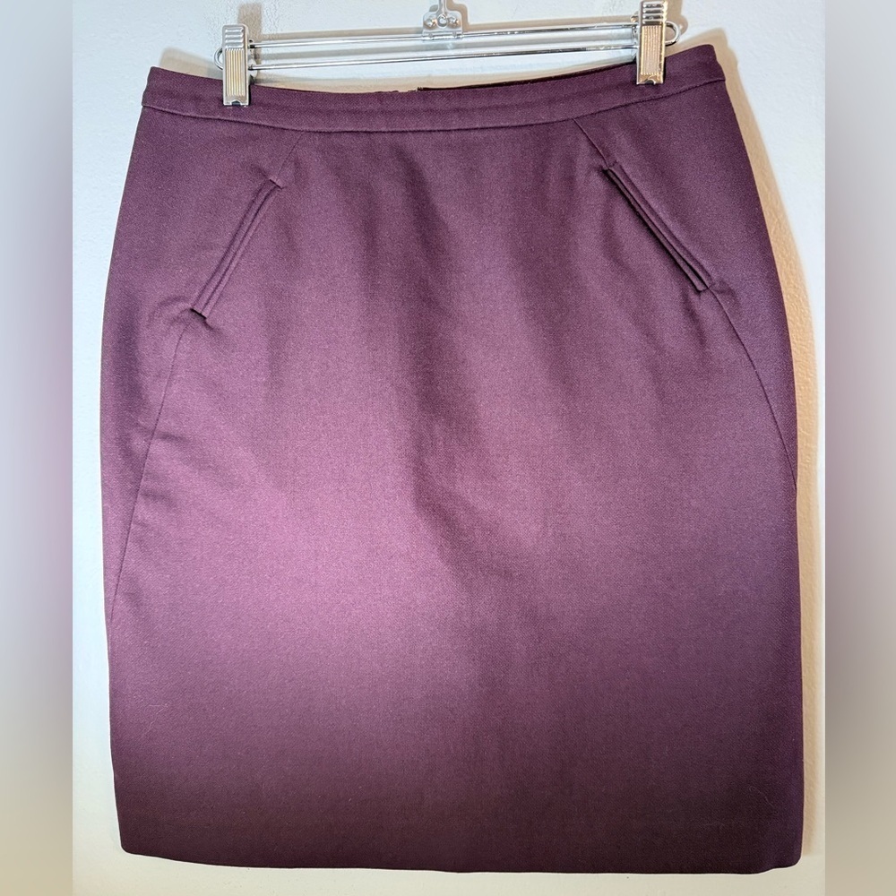 LOFT Plum Petite Ponte Pencil with Pockets Size 4P
